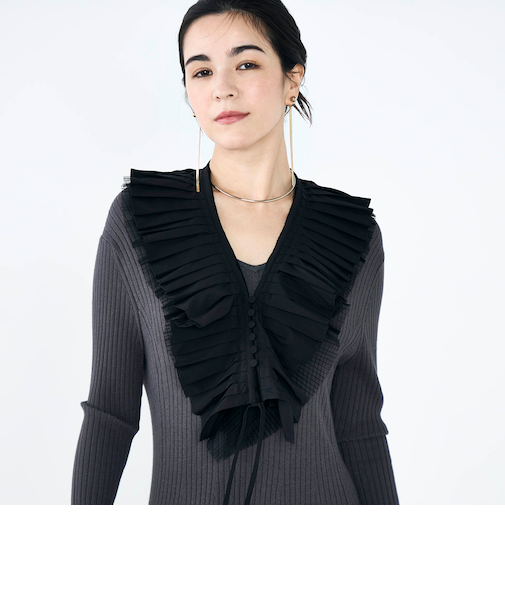 タフタ＆チュールプリーツつけ襟