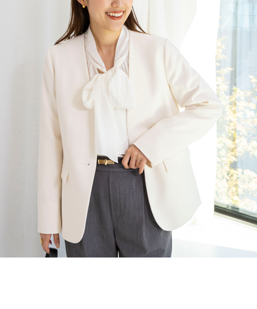 《セットアップ対応》ウォッシャブルサージストレッチVネックジャケット