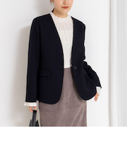 《セットアップ対応》ウォッシャブルサージストレッチVネックジャケット