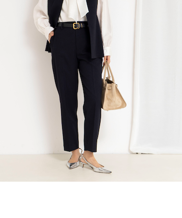 《セットアップ対応》ウォッシャブルサージストレッチストレートパンツ