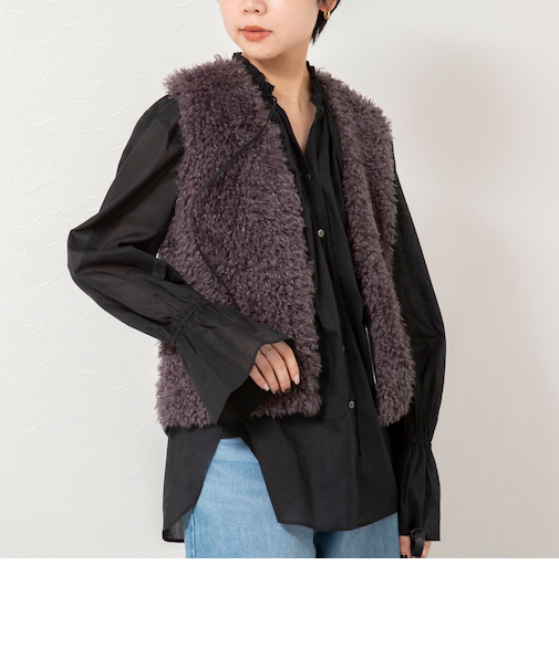 ウォッシャブルシアーコットンフリル襟ブラウス