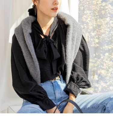 ウォッシャブルシアーボウタイ2WAYブラウス