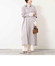 ウォッシャブルツイルロングシャツワンピース