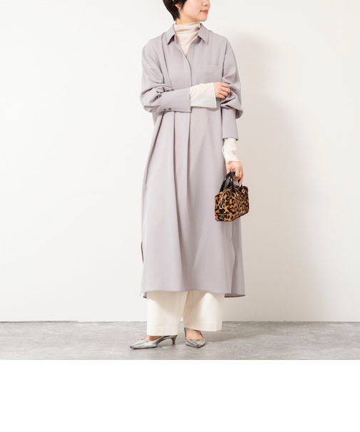 ウォッシャブルツイルロングシャツワンピース