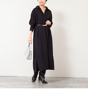 ウォッシャブルツイルロングシャツワンピース