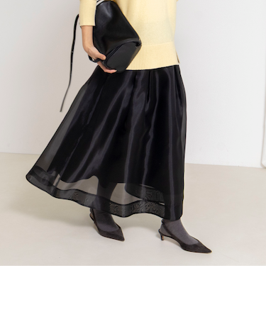 ウォッシャブルオーガンジーフレアスカート