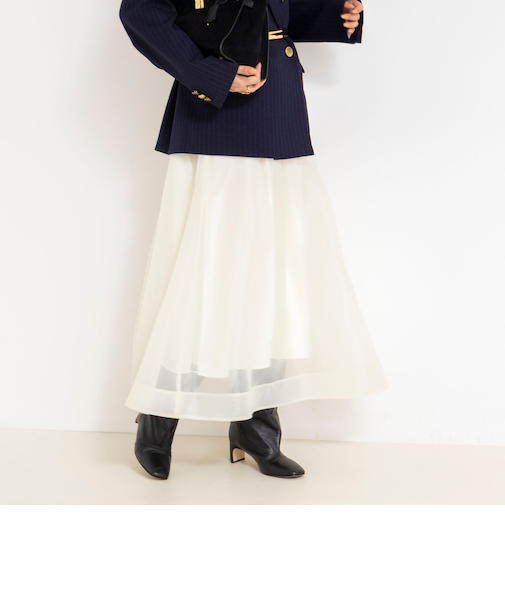 ウォッシャブルオーガンジーフレアスカート