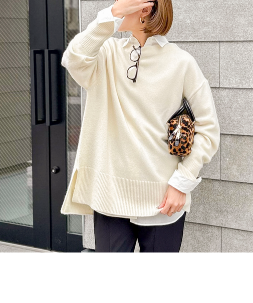 ウールナイロンロング丈プルオーバー