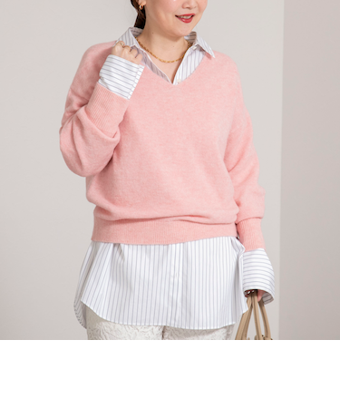 《手洗い可能》アルパカ混Vネックプルオーバー