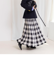 《手洗い可能》チェックニットスカート