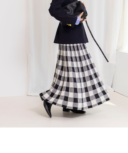 《手洗い可能》チェックニットスカート