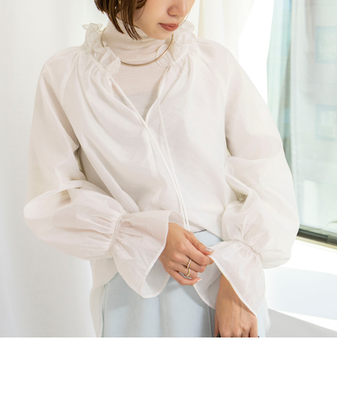 ウォッシャブルオーガンジーフリルブラウス