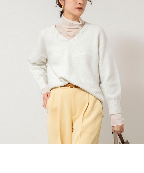 《手洗い可能》モヘヤスパンコールVネックプルオーバー