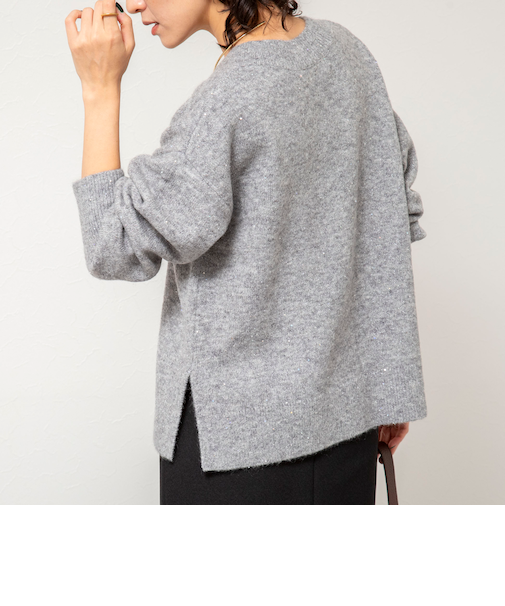 《手洗い可能》モヘヤスパンコールVネックプルオーバー