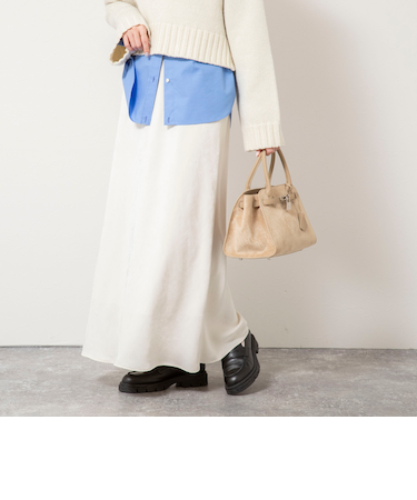 ウォッシャブルスエードサテンナロースカート