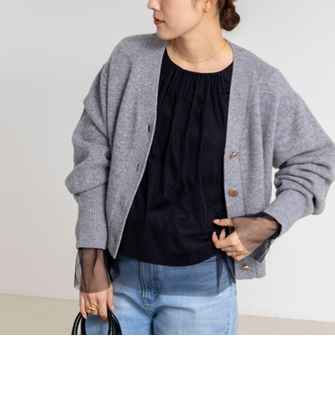 ウォッシャブルチュールレイヤード2WAYブラウス