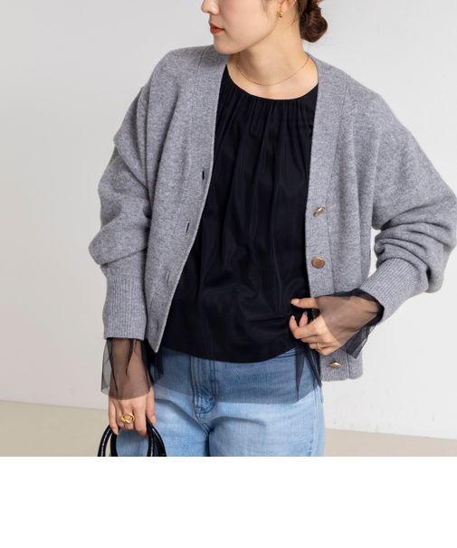 ウォッシャブルチュールレイヤード2WAYブラウス