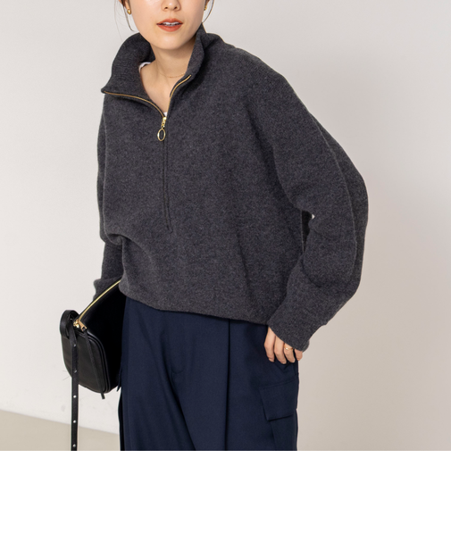 《手洗い可能》ハーフZIPプルオーバー
