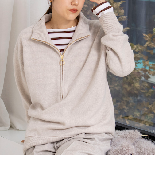 《手洗い可能》ハーフZIPプルオーバー