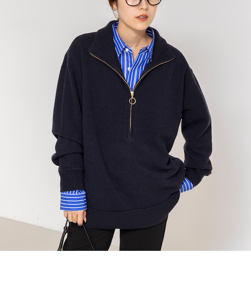 《手洗い可能》ハーフZIPプルオーバー