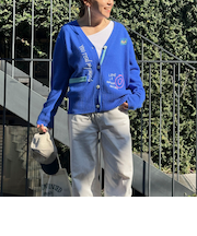 ハンド刺繍Vネックカーディガン