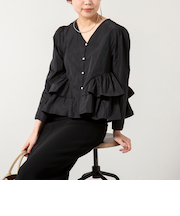 ウォッシャブルマイクロタフタティアードブラウス