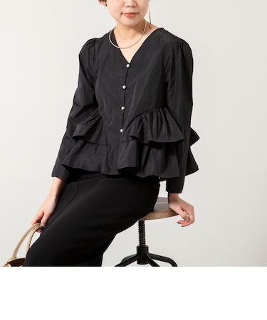 ウォッシャブルマイクロタフタティアードブラウス