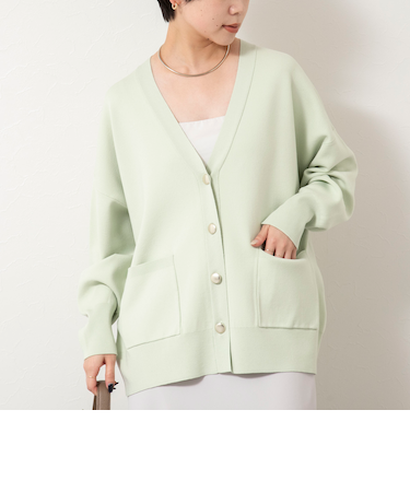 【一部WEB限定カラー】《手洗い可能》スムース編みVネックカーディガン