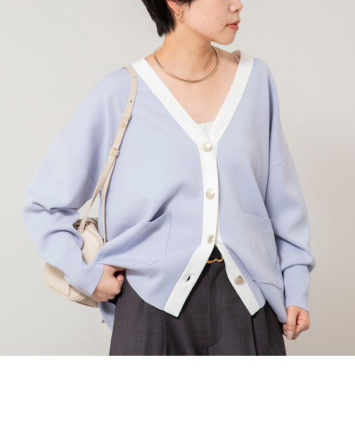 【一部WEB限定カラー】《手洗い可能》スムース編みVネックカーディガン