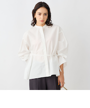 ウォッシャブルドレープポプリンバックプリーツシャツ