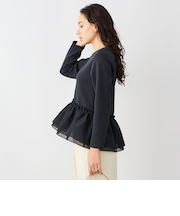 《セットアップ対応》ウォッシャブルダンボール×オーガンジーペプラムプルオーバー