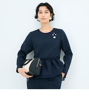 《セットアップ対応》ウォッシャブルダンボール×オーガンジーペプラムプルオーバー