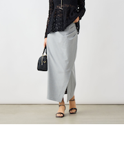 ウォッシャブルストライプドレープタイトスカート