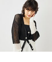 《手洗い可能》テープメッシュ編Vネックカーディガン