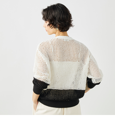 《手洗い可能》テープメッシュ編Vネックカーディガン