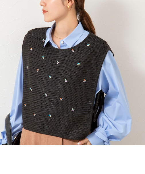 《手洗い可能》ビジュー付ベスト