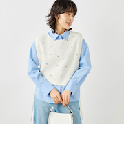 《手洗い可能》ビジュー付ベスト