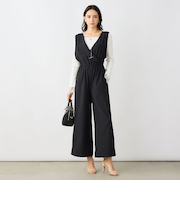 ウォッシャブルバックサテンサロペット