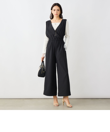 ウォッシャブルバックサテンサロペット