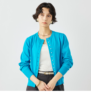 《手洗い可能》コットンテックスクルーネックカーディガン