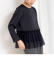 ウォッシャブルオトナサテンペプラムブラウス