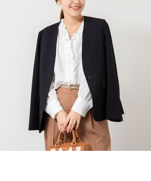 ウォッシャブルフロントフリルVネックブラウス｜ノーリーズの通販