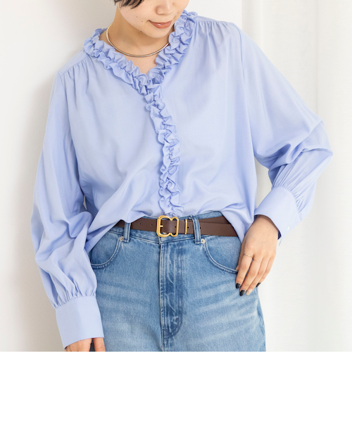 ウォッシャブルフロントフリルVネックブラウス｜ノーリーズの通販