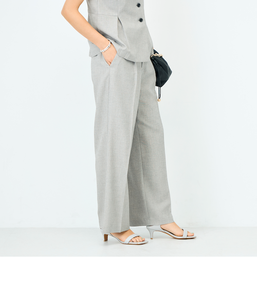 セットアップ対応》ウォッシャブルドライシャークタックワイドパンツ