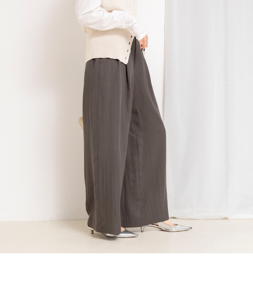 【WEB&一部店舗限定サイズアイテム】ウォッシャブルセルロースワイドパンツ