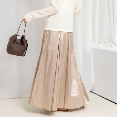 45th limited editionウォッシャブルメタリックマチ入りマキシスカート