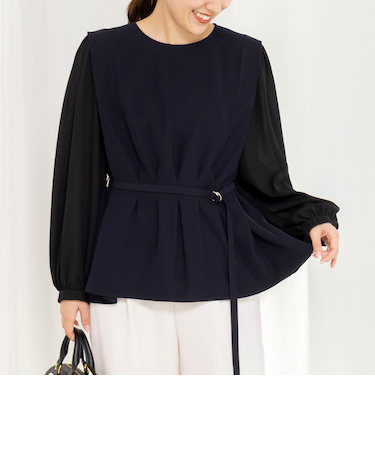 《セットアップ対応》ウォッシャブルダブルクロスブラウス