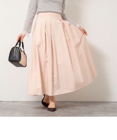 ウォッシャブルタフタタックフレアロングスカート