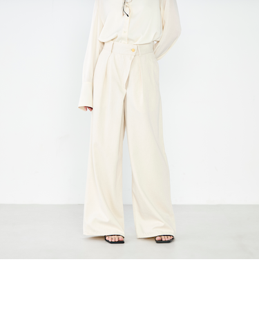 【RM denim】リネン混ラップワイドパンツ