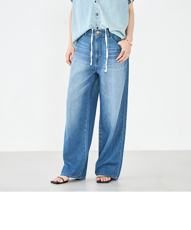 【RM denim】リネン混ひも付きリラックスパンツ